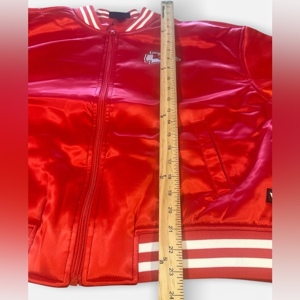 Free People KC The Wild Collective Bomber Jacket Size Large Red Chiefs NFL NWT - Picture 14 of 15